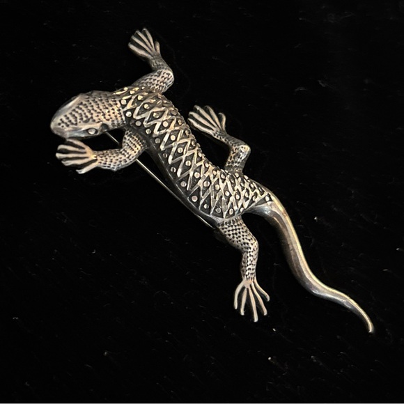 Vintage Lizard Gecko Brooch Pin Sterling Silver 925 - Picture 1 of 4